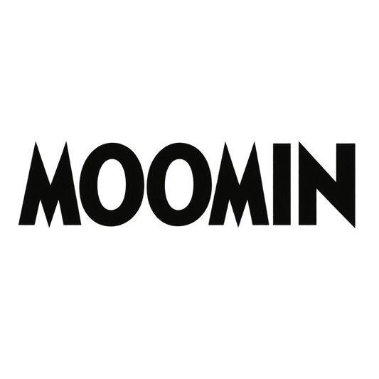 The 'MOOMIN' logo in bold black uppercase letters centered on a plain white background.