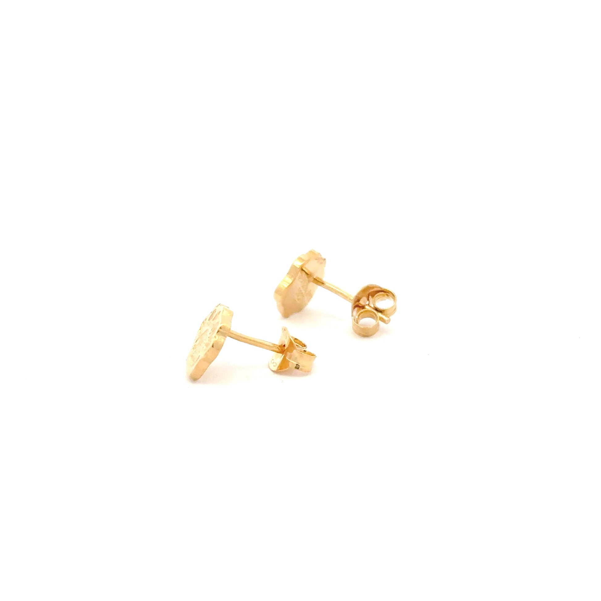 Side view of Paddington™ Paw Stud Earrings in 18ct gold vermeil showing butterfly backs and stud post fastening.