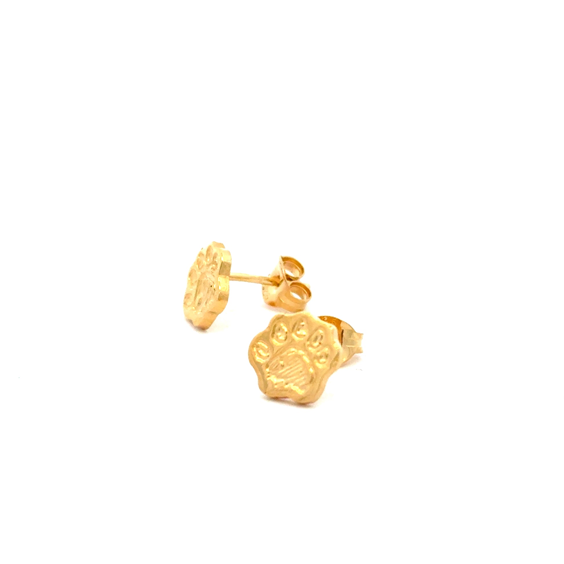 Paddington™ Paw Stud Earrings in 18ct Gold Vermeil, sterling silver with pawprint design, handmade jewellery gift for fans and collectors.