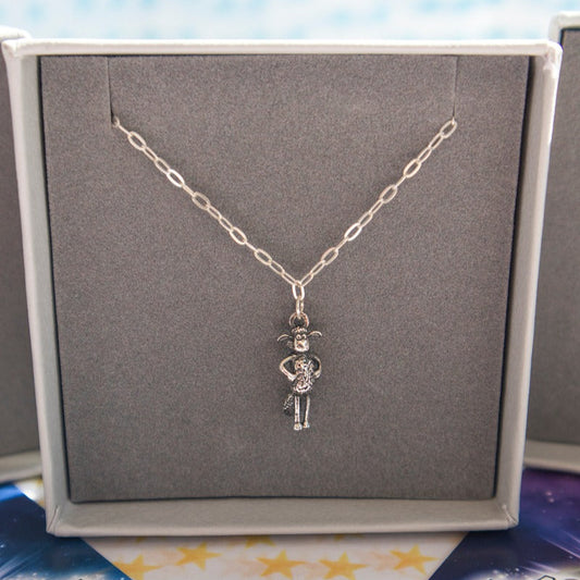 Shaun the Sheep sterling silver necklace presented in branded gift box – perfect handmade gift for fans and collectors.