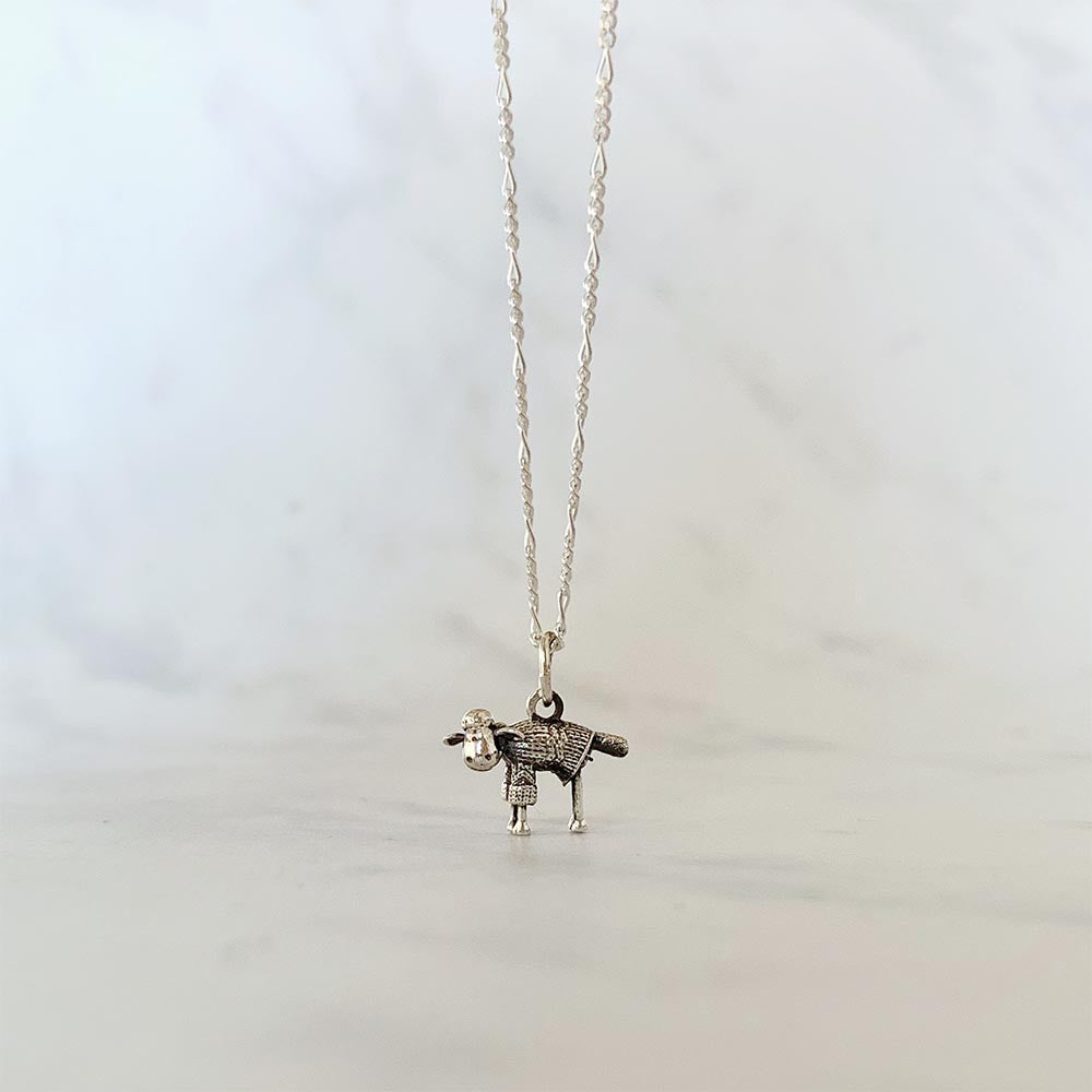 Shaun the Sheep in Jumper Charm worn on necklace – ideal gift for crafters, collectors, and Aardman fans.