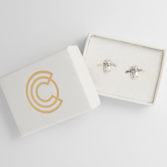 Shaun the Sheep Stud Earrings in branded jewellery box – perfect gift for Aardman fans and playful jewellery lovers.