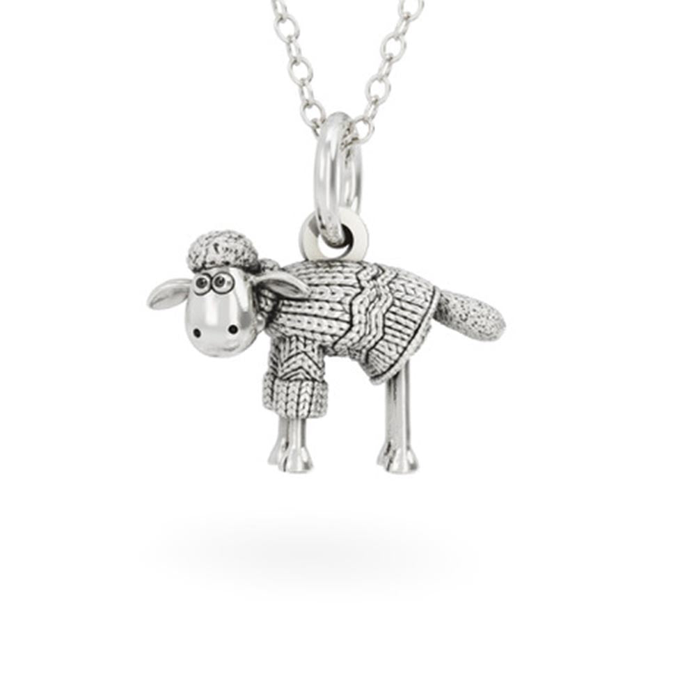 Sterling silver Shaun the Sheep in a Jumper Necklace on 45cm chain – inspired by A Close Shave.