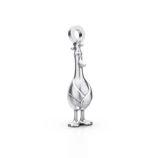Feathers McGraw Charm in sterling silver, featuring his iconic red rubber glove disguise. A playful gift for Wallace & Gromit fans and collectors.
