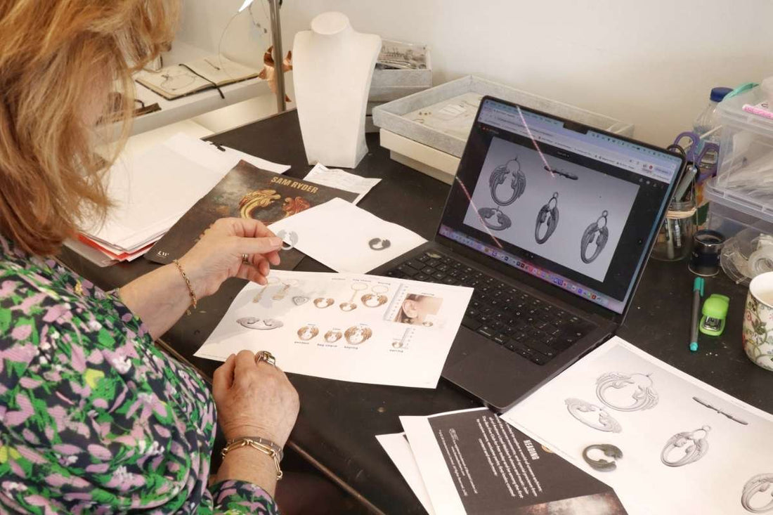 Maggie from Licensed to Charm designing handmade character jewellery using 3D modelling