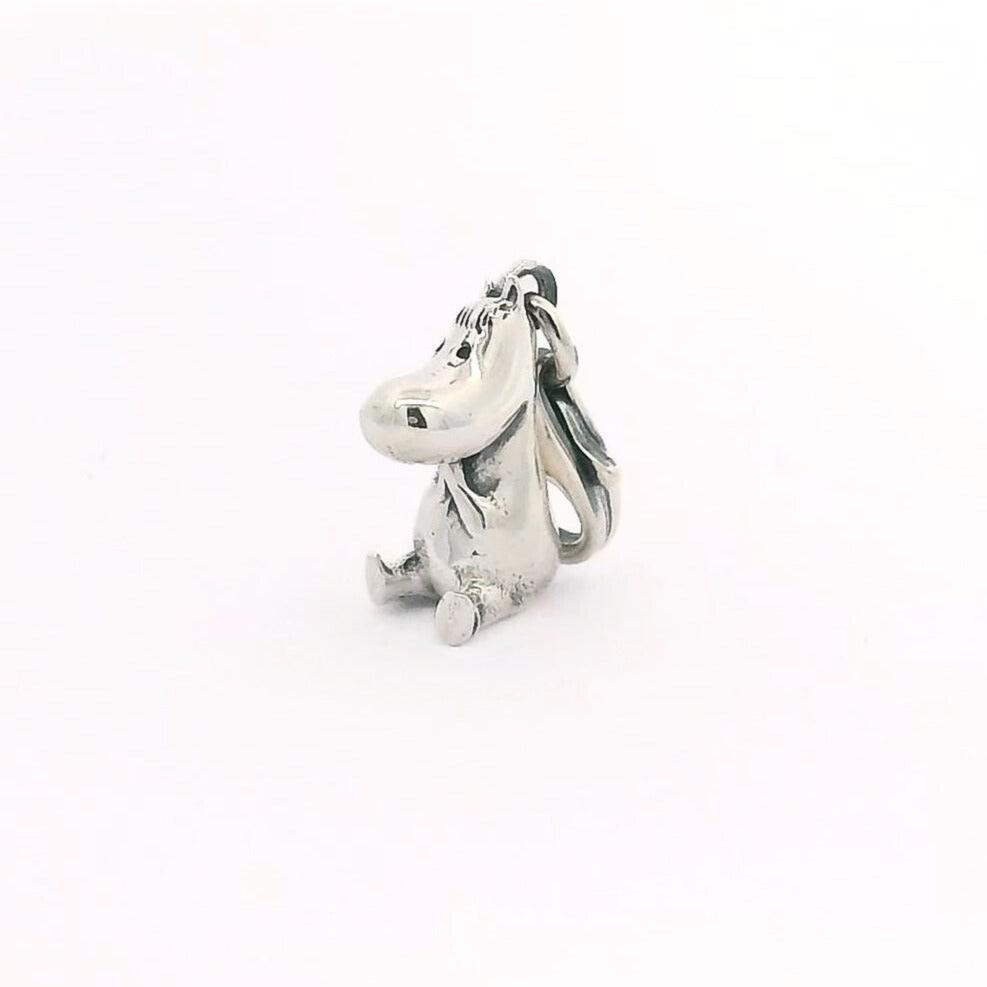 Sterling silver Moomin Snorkmaiden Charm with clip-on clasp, featuring Snorkmaiden with her iconic flower adornment