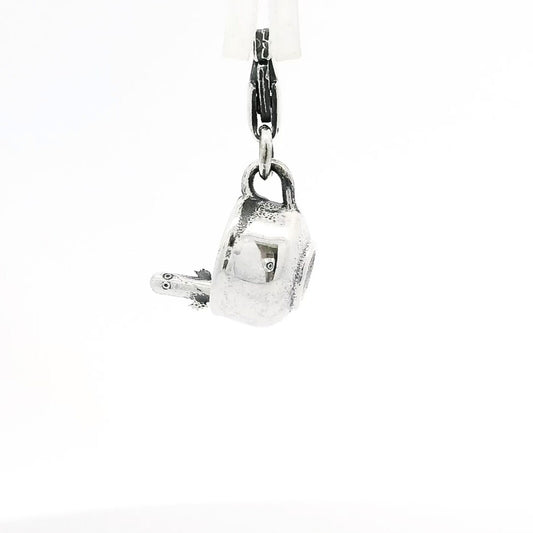 Sterling silver Moomin Hattifatteners In a Cup Charm with clip-on clasp, featuring a Hattifattener peeking out from a cup.