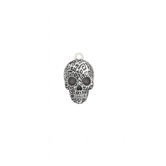 Frida Kahlo Aztec Skull Charm (Sterling Silver)