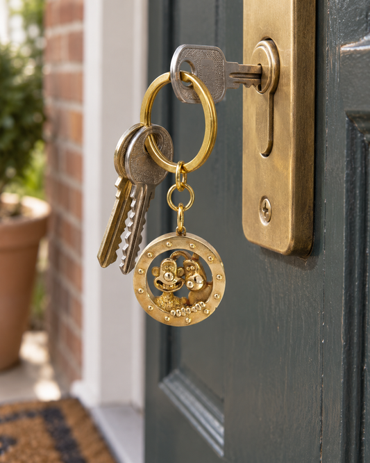 Wallace & Gromit Rocket Porthole Brass Keyring