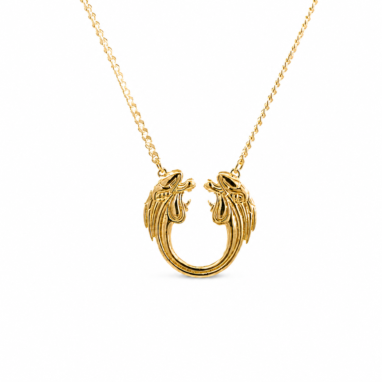 Jesus Christ Superstar 18ct gold vermeil large pendant necklace with detailed logo pendant on a 60cm chain, styled on a clean white background.