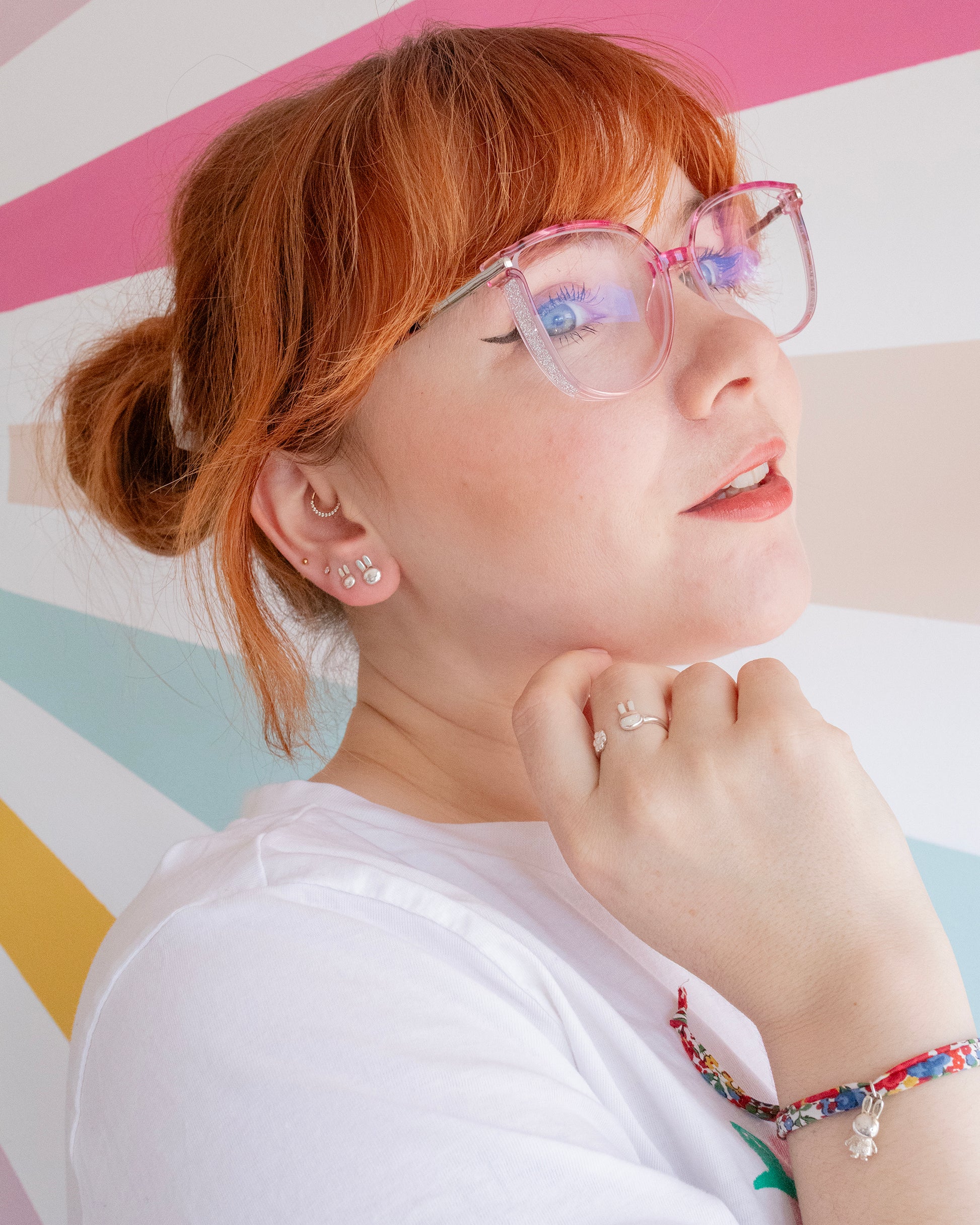 LicensedToCharm_Miffy_Large_Head_Sterling_Silver_Stud_Earrings_Lifestyle_Shot