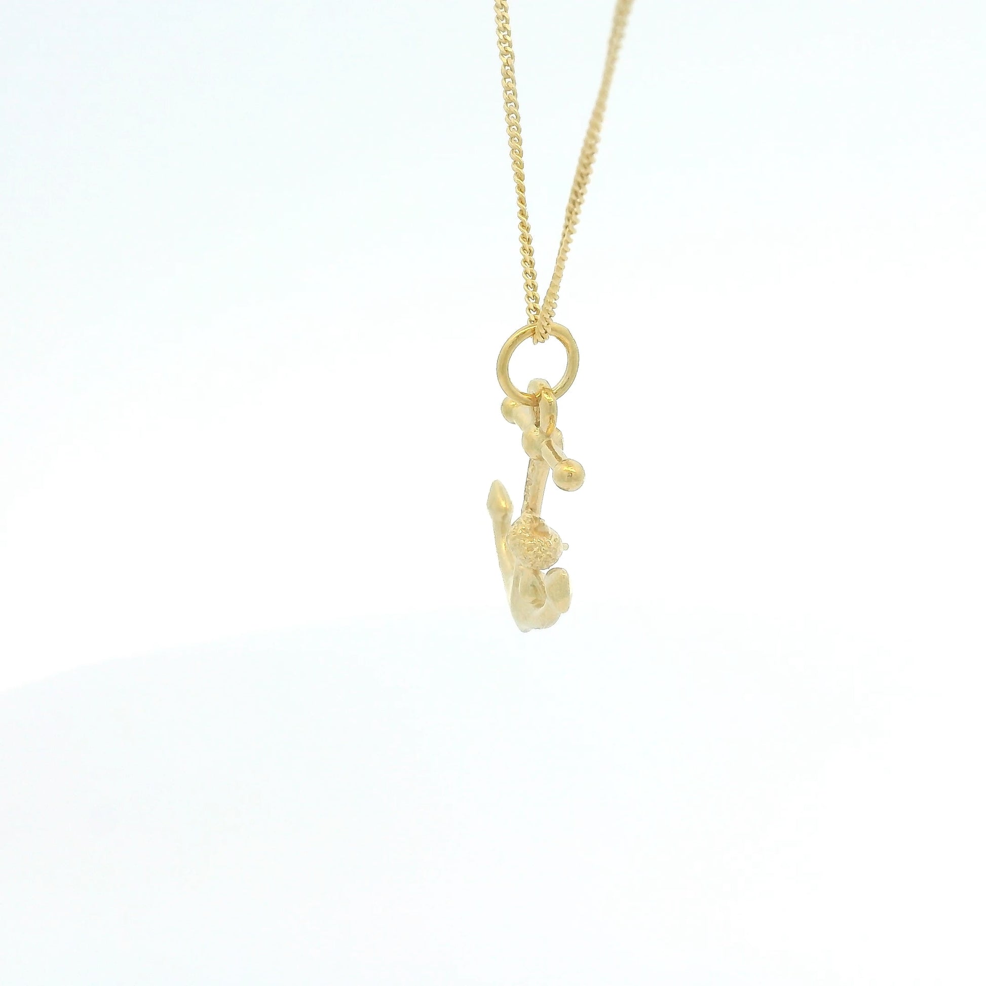 Licensed To Charm Moomins Anchor Bob necklace in 18ct gold vermeil, handmade officially licensed jewellery gift_side_view