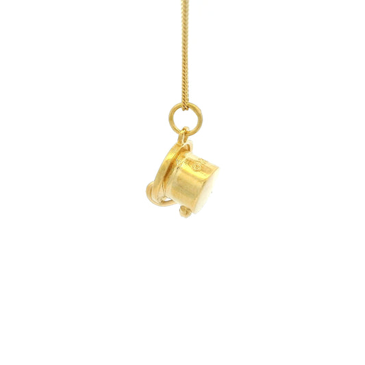 Licensed To Charm Moomins Moominpappa’s Top Hat necklace in 18ct gold vermeil side view, handmade officially licensed jewellery gift