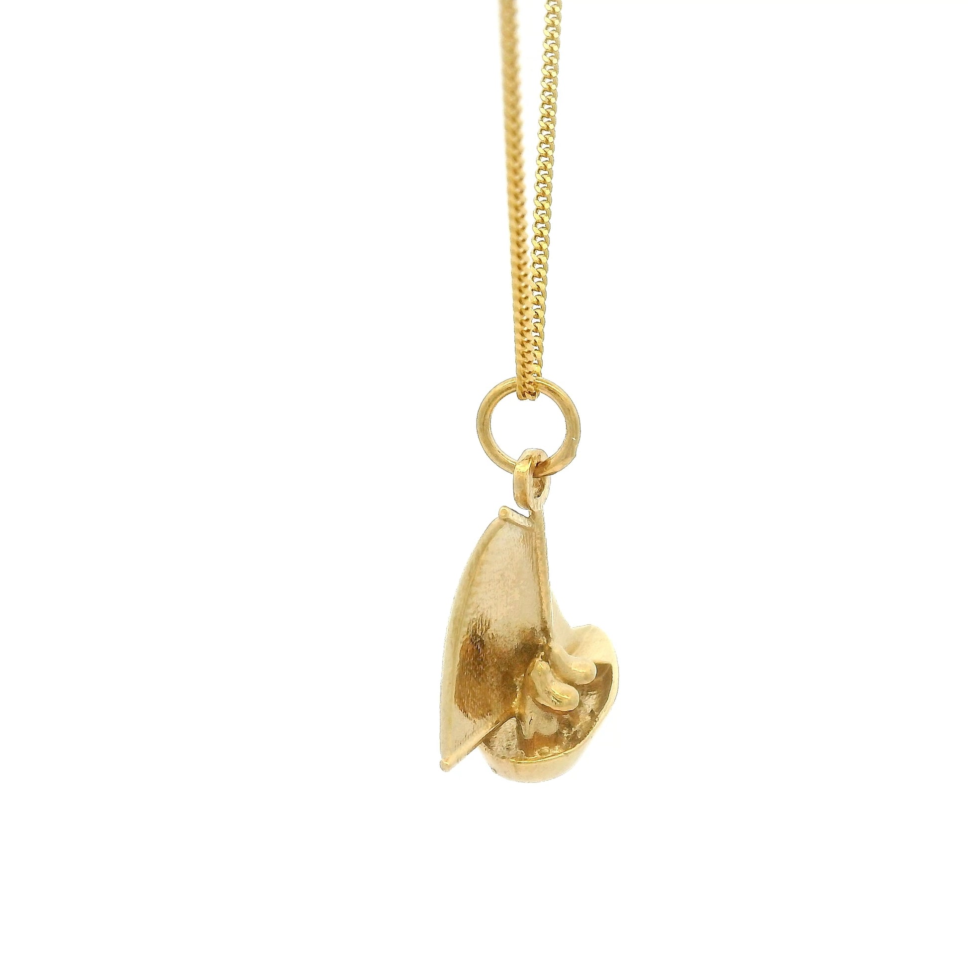 Licensed To Charm Moomins Sailing Boat necklace in 18ct gold vermeil side view, handmade officially licensed jewellery gift