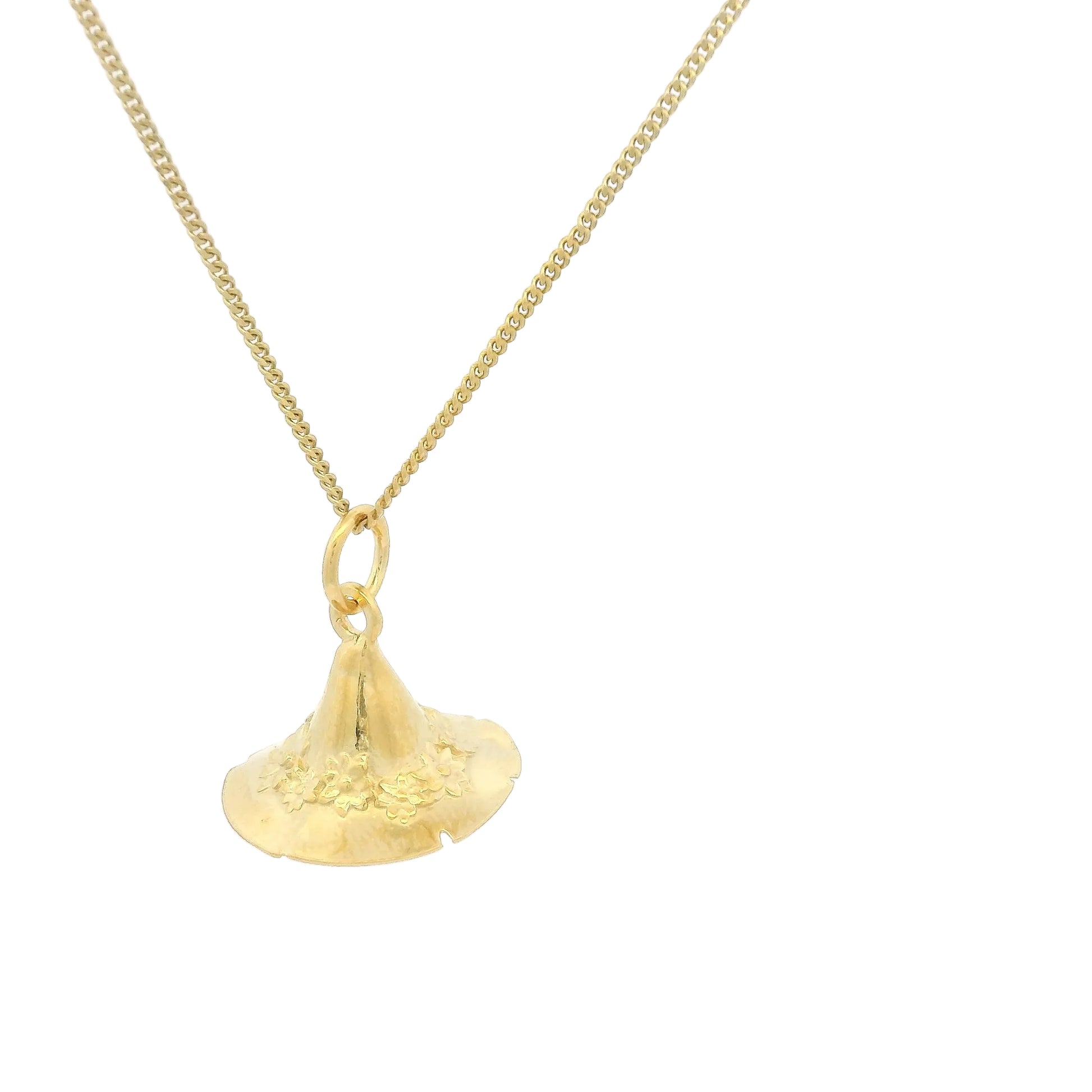 Licensed To Charm Snufkin’s Hat necklace, handmade in 18ct gold vermeil. Officially licensed Moomins jewellery gift inspired by Tove Jansson.