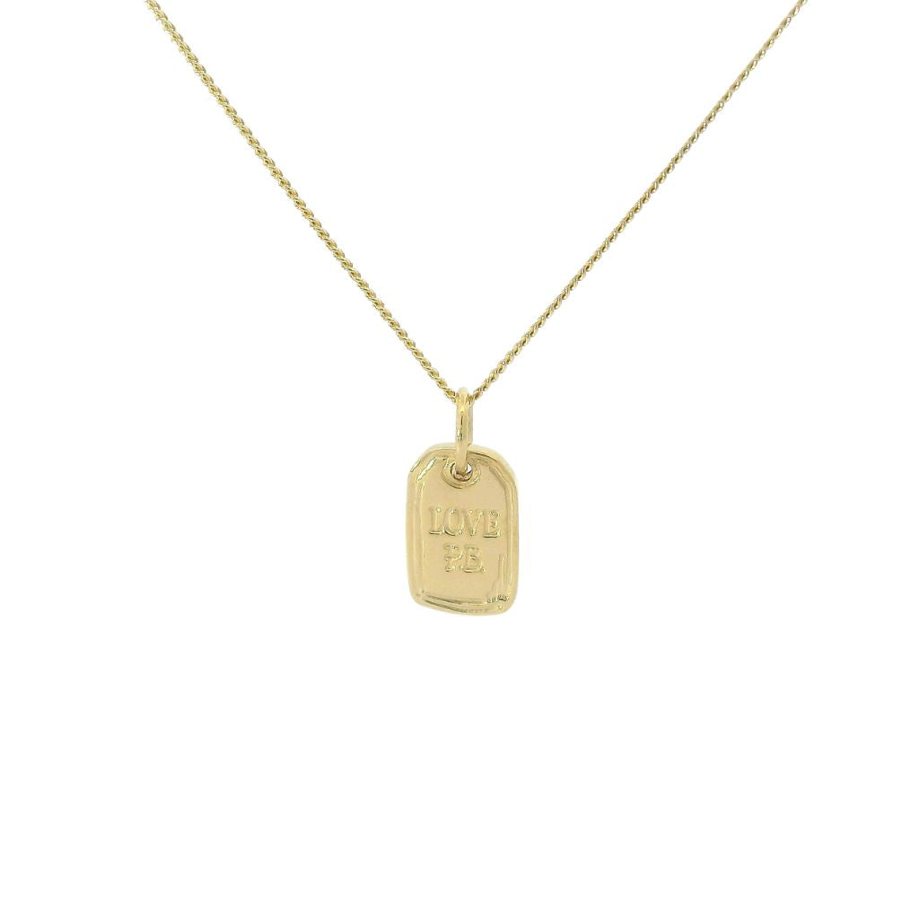 Licensed To Charm Paddington™ Love PB luggage tag necklace in 18ct gold vermeil shown from the front on a white background.