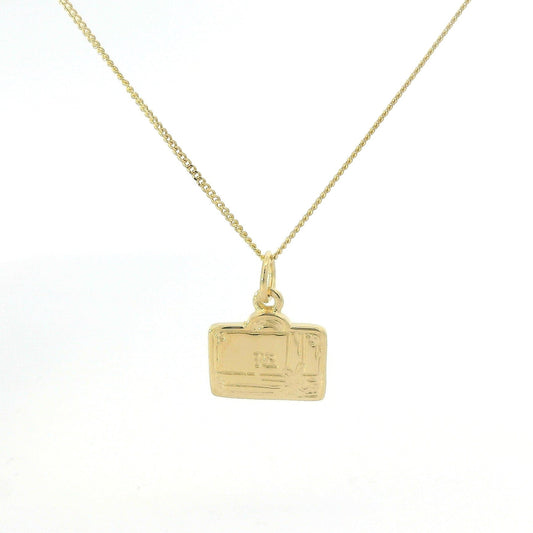 Licensed To Charm Paddington Mini Luggage Necklace with Gift Bow in 18ct Gold Vermeil, officially licensed Christmas jewellery.