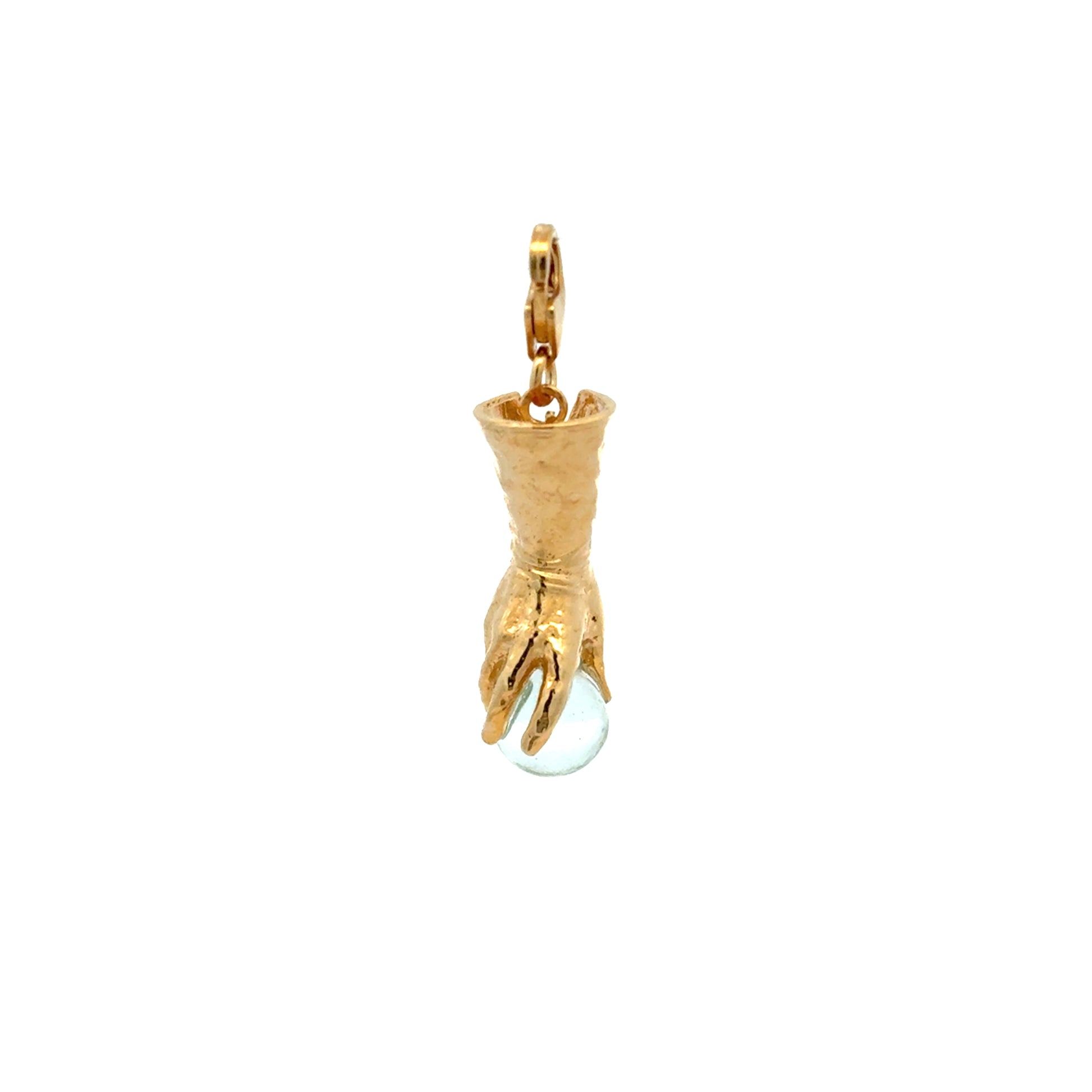 Licensed To Charm Gold vermeil Goblin King’s Crystal Ball Clip-On Charm – front view replica of Goblin King's Hand played by David bowie