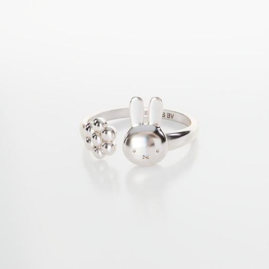 Licensed To Charm Miffy Daisy Adjustable Ring – handmade sterling silver Miffy jewellery gift, rabbit & flower design, UK crafted
