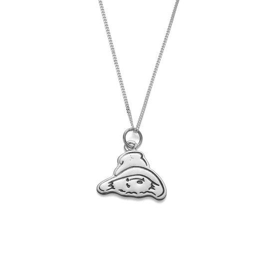 Licensed To Charm Paddington Head Silver necklace a unique pendant on a white background