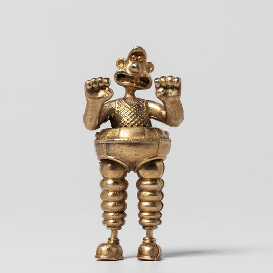 Wallace Wrong Trousers Bronze Figurine, handcrafted with antique patina. A must-have collectible for Wallace & Gromit fans.