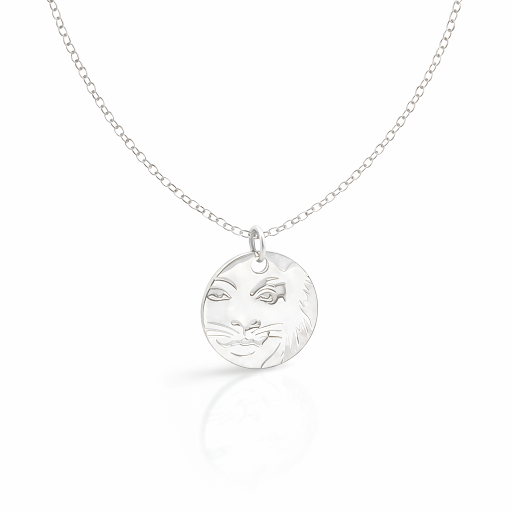 Licensed To Charm Cats Rum Tum Tugger necklace in silver plate with etched character pendant on fine chain