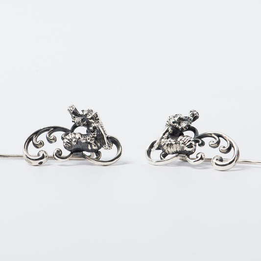 Labyrinth Worm Climber Earrings in sterling silver – handmade jewellery gift