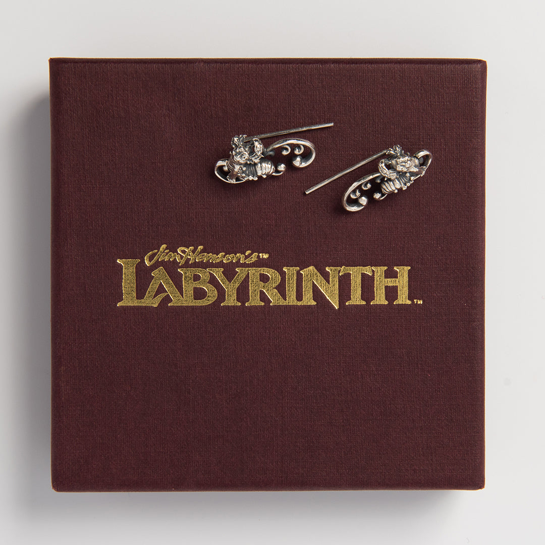 Licensed To Charm Labyrinth Worm Climber Earrings in branded gift box – perfect Labyrinth gift