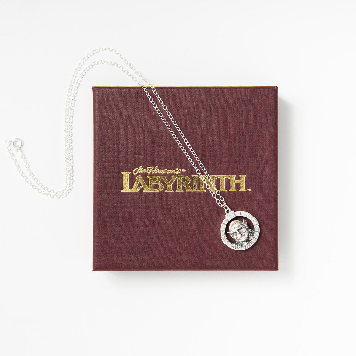 Licensed To Charm sterling silver Hoggle pendant necklace inspired by Jim Henson’s Labyrinth with packagaing
