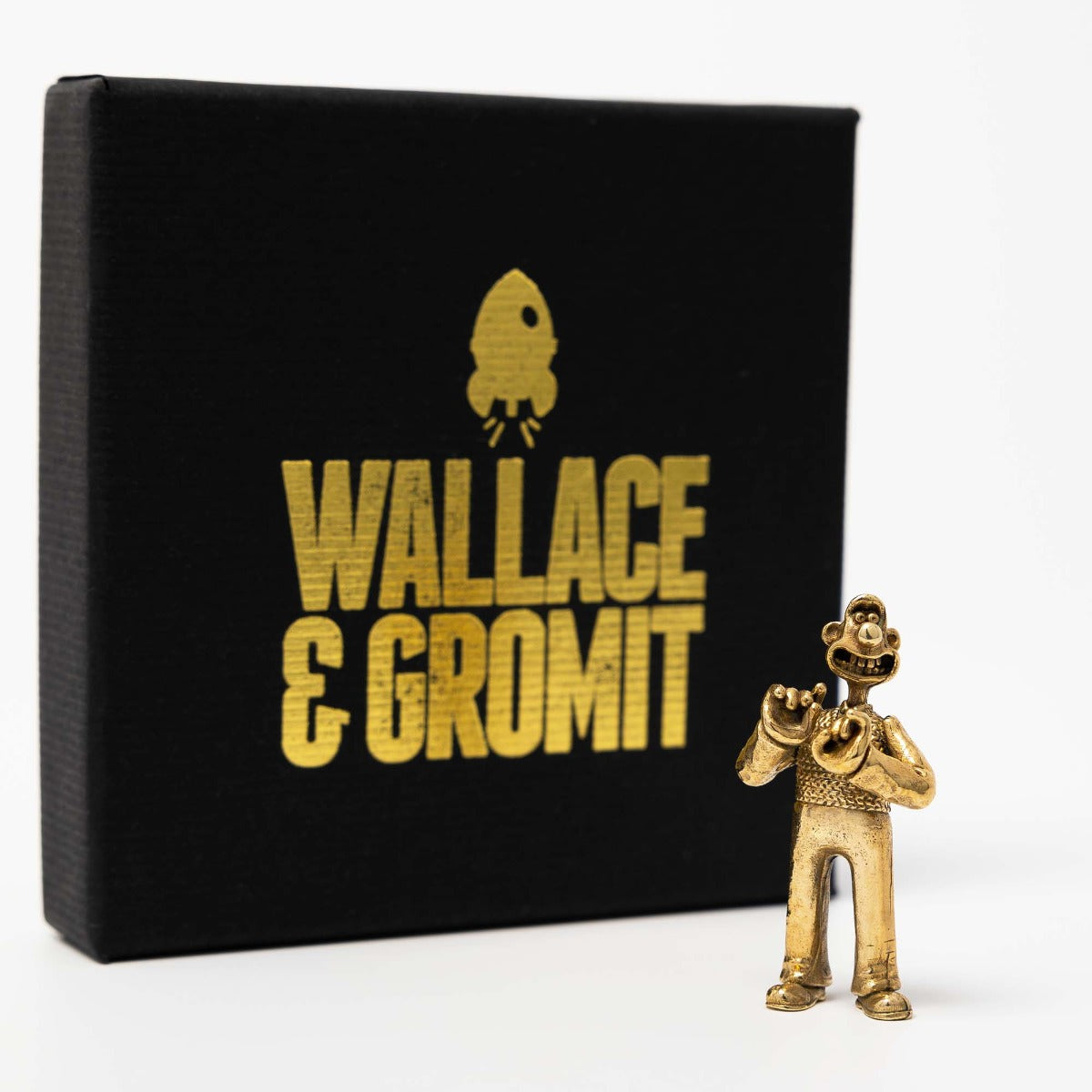Official Wallace & Gromit Wallace Miniature Bronze Figurine packaging with printed gift box