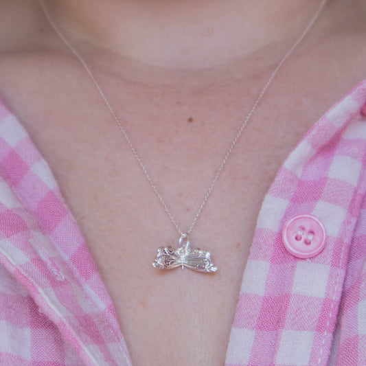 Licensedtocharm_VeryHungryCaterpillar_ButterflyNecklace_SterlingSilver_model
