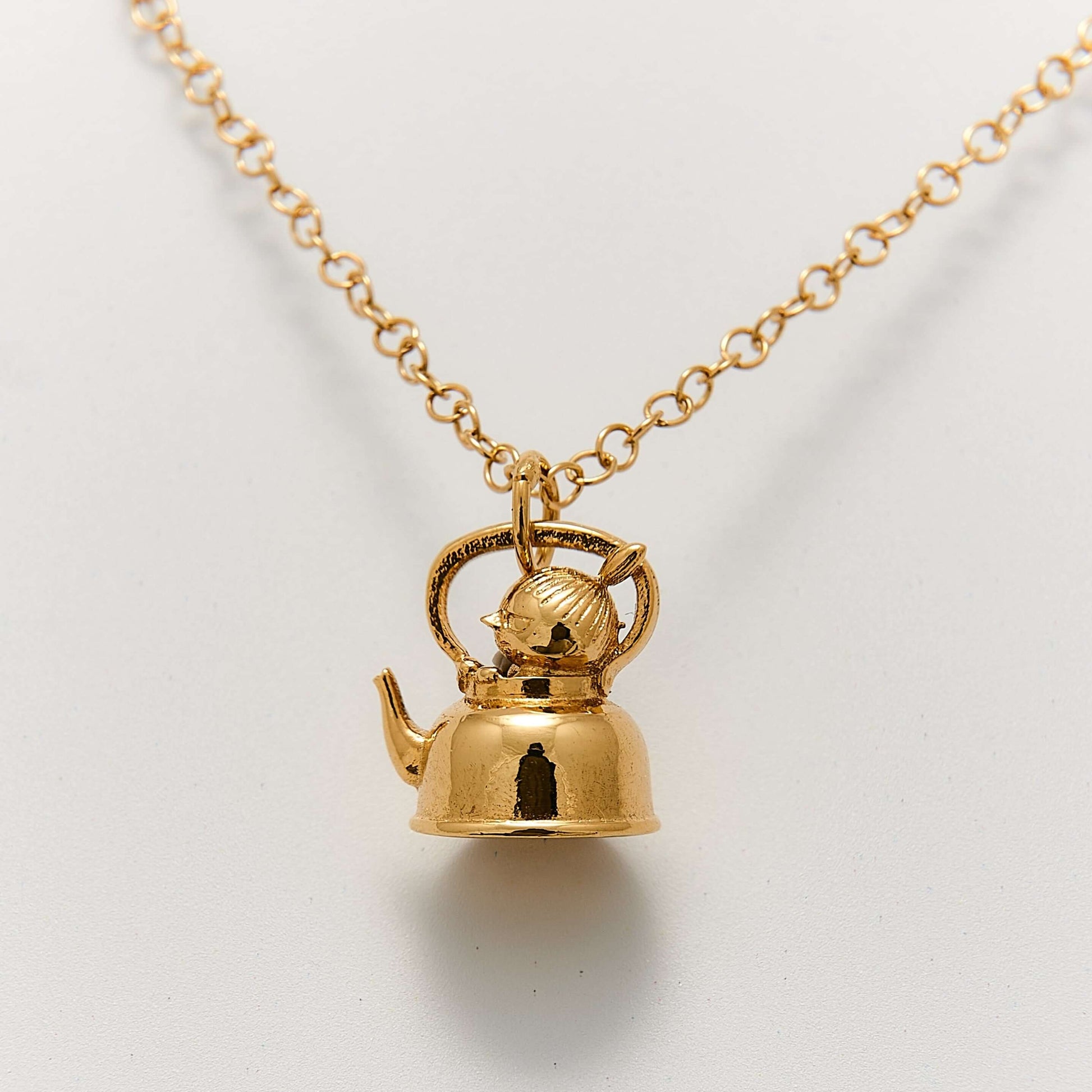 Little My in a Teapot Necklace in 18ct Gold Vermeil, featuring the iconic Moomin character in a whimsical design. Handcrafted and officially licensed.