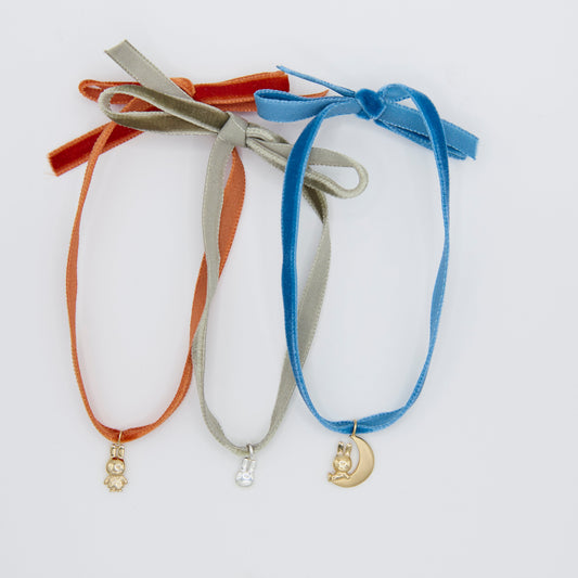 Miffy Daisy Dress Velvet Ribbon Necklace (Sterling Silver)