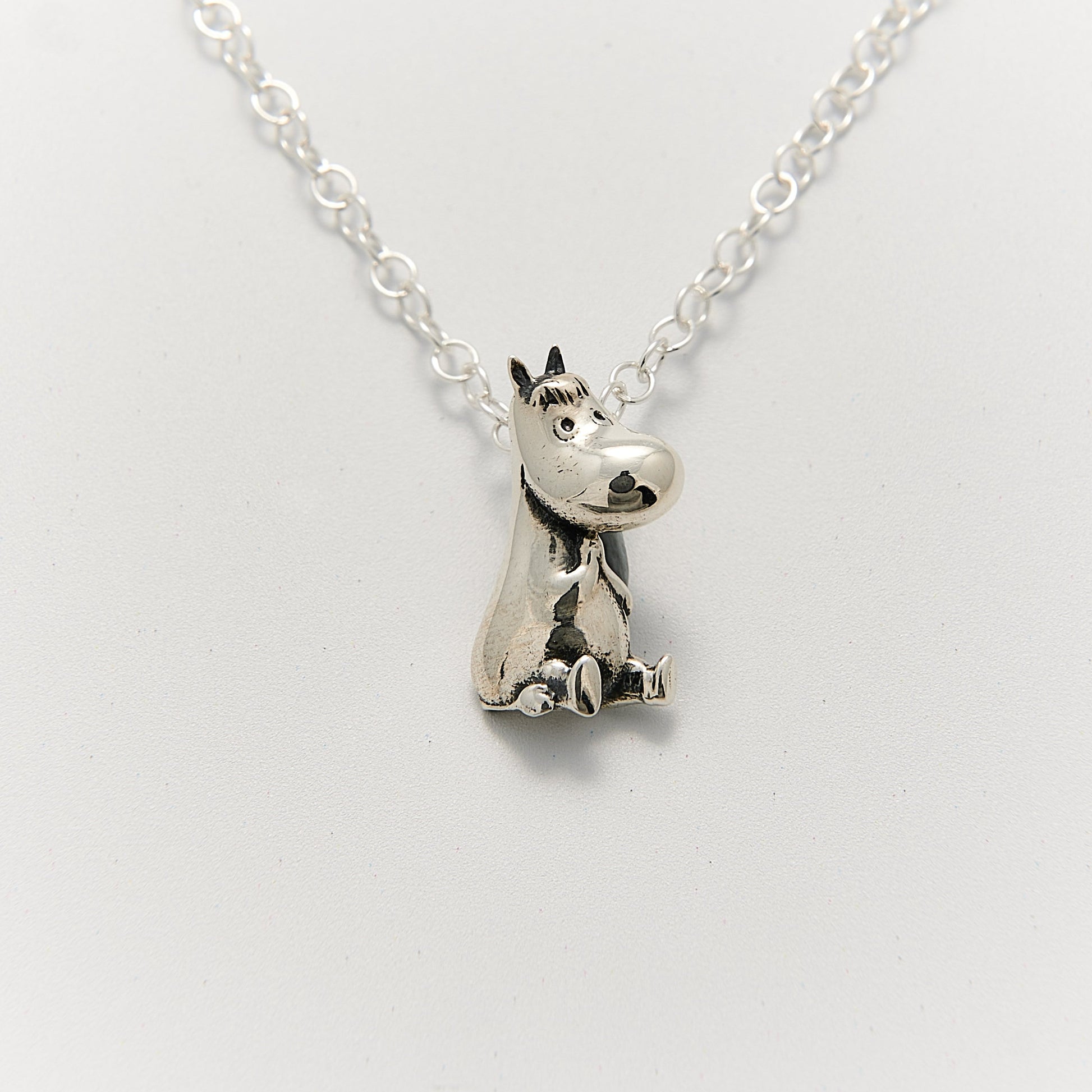 Moomin Snorkmaiden Necklace in sterling silver, featuring intricate details of the beloved character. Handcrafted and officially licensed