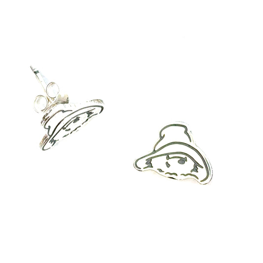 Sterling Silver Paddington -shaped earrings on a white background