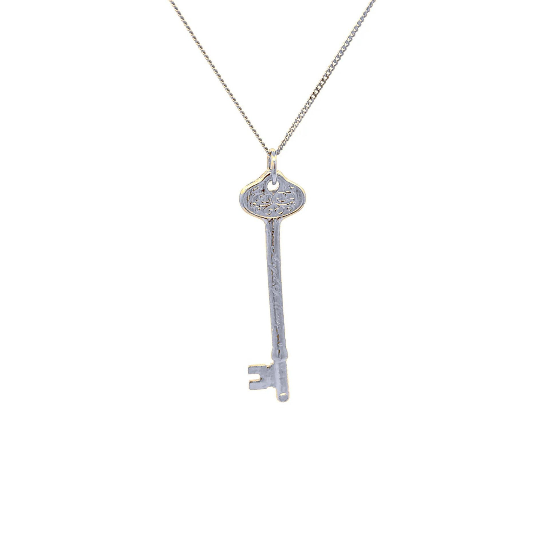 Officially licensed Phantom of the Opera Angel of Music key necklace in silver plate. Handmade in the UK and engraved with Angel of Music.
