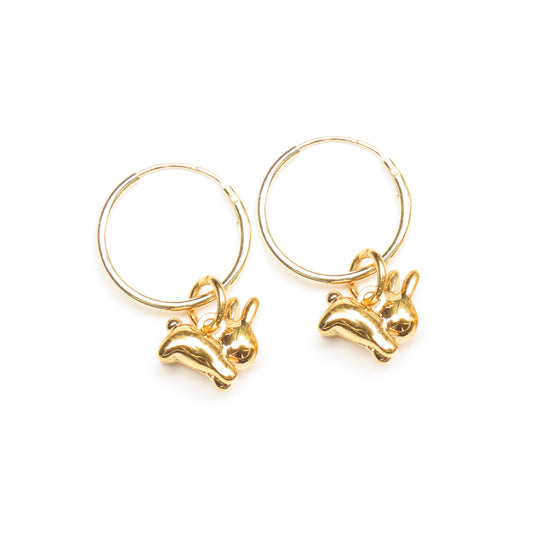 Miffy Leaping Rabbit Hoop Earrings (Gold Vermeil)