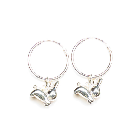 Miffy Leaping Rabbit Hoop Earrings (Sterling Silver)