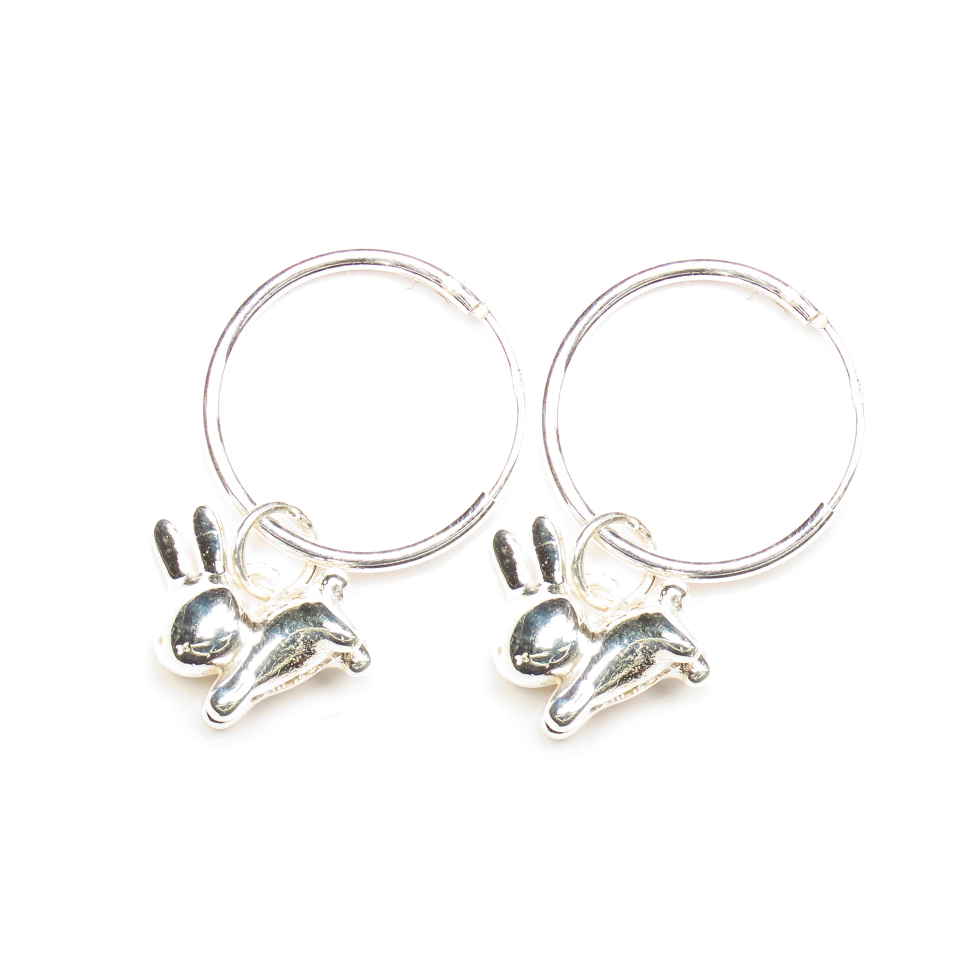 Miffy Leaping Hoop Earrings in sterling silver with seamless hoop and invisible clasp