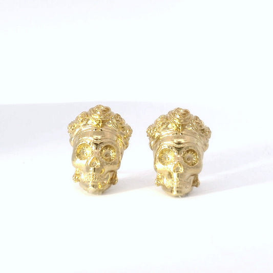 Frida Kahlo Sugar Skull Stud Earrings (18ct Gold Vermeil)