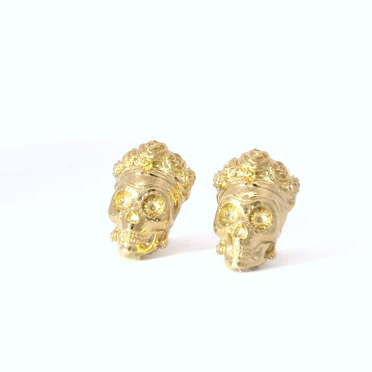 Frida Kahlo Sugar Skull Stud Earrings (18ct Gold Vermeil)