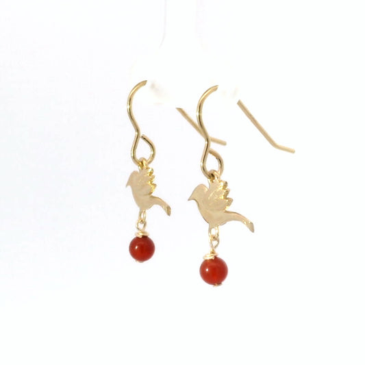 Frida Kahlo Bird Carnelian Drop Earrings