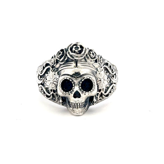 Frida Kahlo Sugar Skull Ring (Sterling Silver)