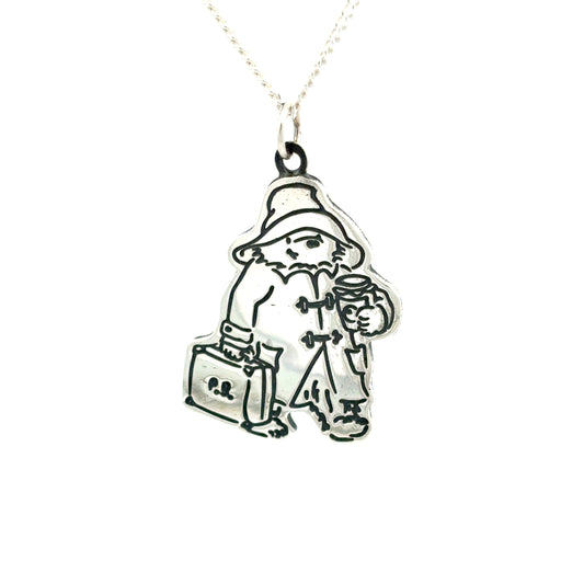 Paddington Bear with Suitcase & Marmalade Necklace (Sterling Silver)