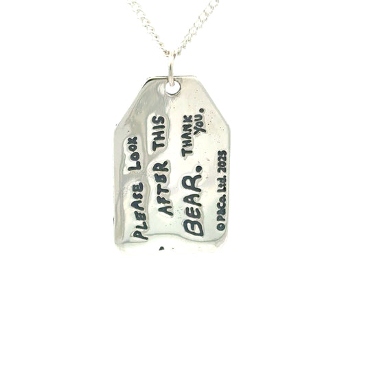 Paddington Bear Reversible Luggage Tag Necklace (Sterling Silver)