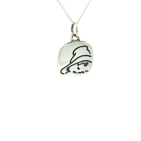 Paddington Bear Square Pendant Necklace (Sterling Silver)