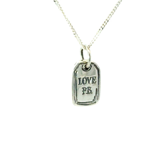 Paddington™ Mini Love PB Luggage Tag Necklace (Sterling Silver)