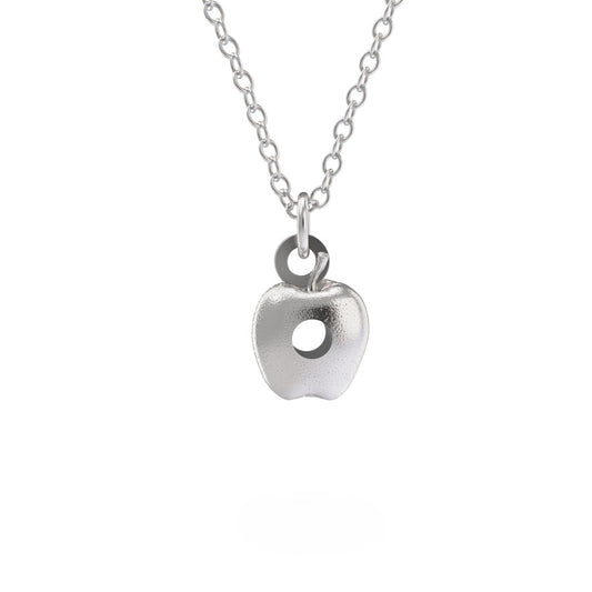 Sterling silver Very Hungry Caterpillar Apple Necklace, featuring a delicately crafted apple charm inspired by Eric Carle’s classic children’s book.