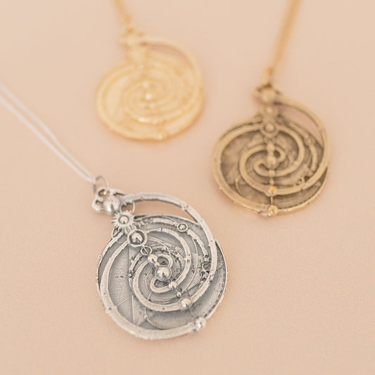 Large Mystic Spiral Constellation Mandala Necklace (Gold Vermeil)