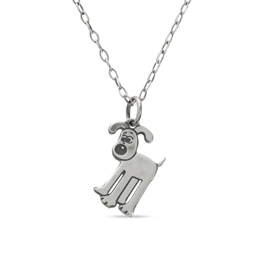 Gromit Kennel Necklace in sterling silver, featuring Gromit peeking out of his kennel. A charming and detailed gift for Wallace & Gromit fans.